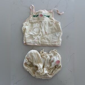 Emile et Ida Cream and Pink Diaper Cover Set
